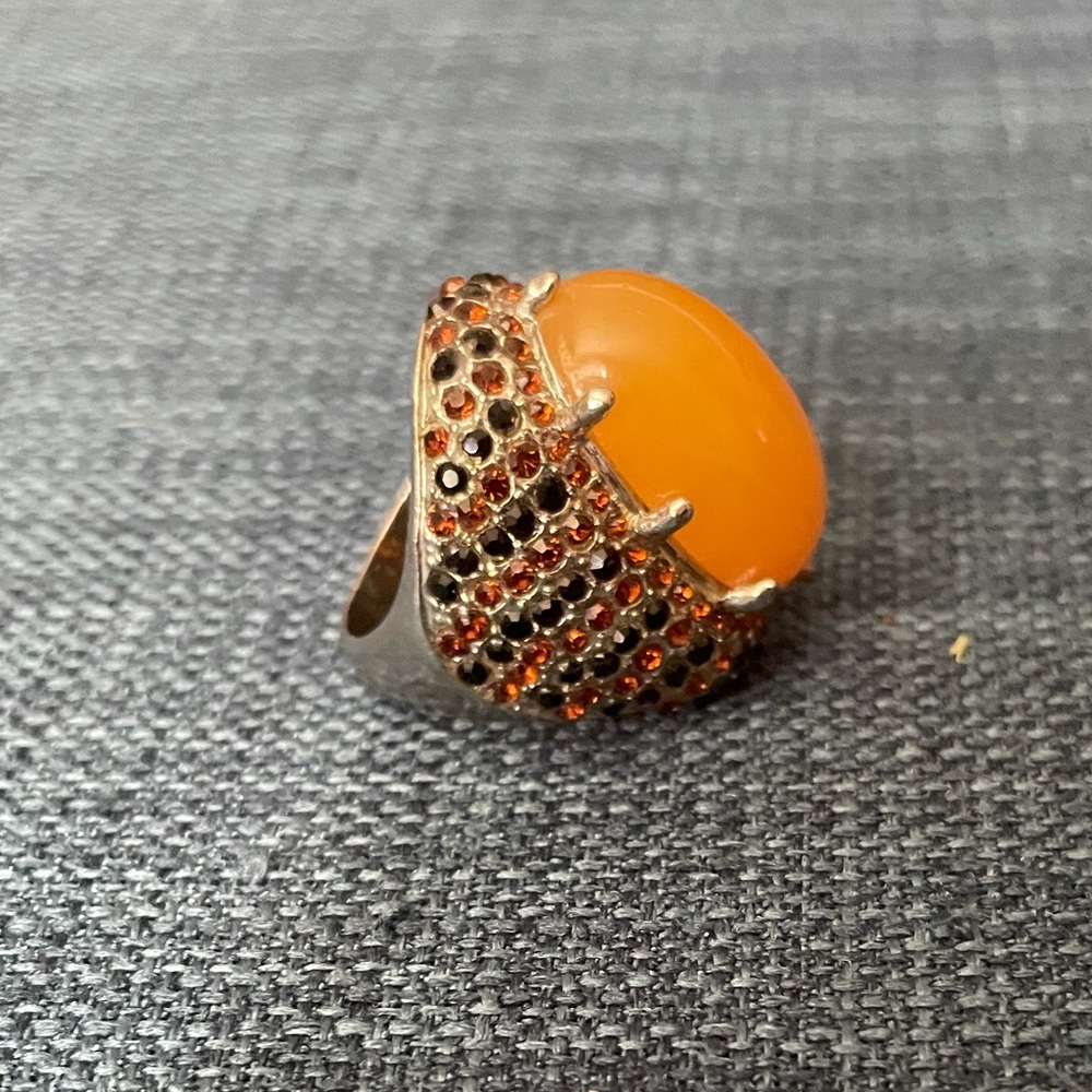 Silver Orange & Black Ring